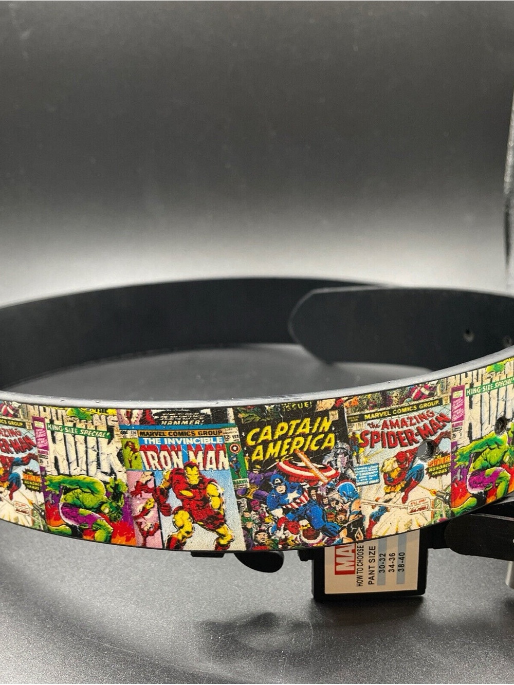 Marvel Heroes Comic Panel Belt - Black with Red, Blue, Green, Yellow Accents